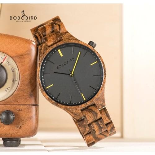 BOBOBIRD montre homme 2020 Watches Mens Wood Timepiece Wristwatch with Gift Wooden Box Dropshipping V-S27