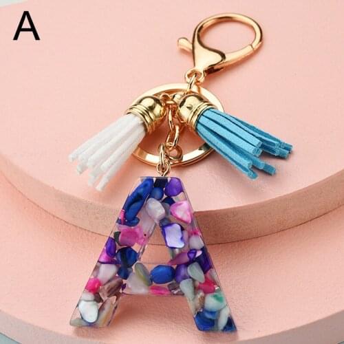 26 Letters Keychain For Women Cute Acrylic Crystal Tassel Pendant Key Ring Name Alphabet Key Holder Gifts Fo Car Bag Accessories