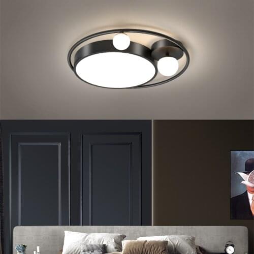 Black LED Ceiling Lamp Modern Simple Surface Mount Acrylic Panel Light For Dining Living Room Bedroom Round Creative Fixtures