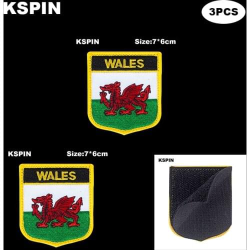 National Flag Patch Hook Loop WALES Badges Armband 3D Stick on Jacket Backpack Stickers