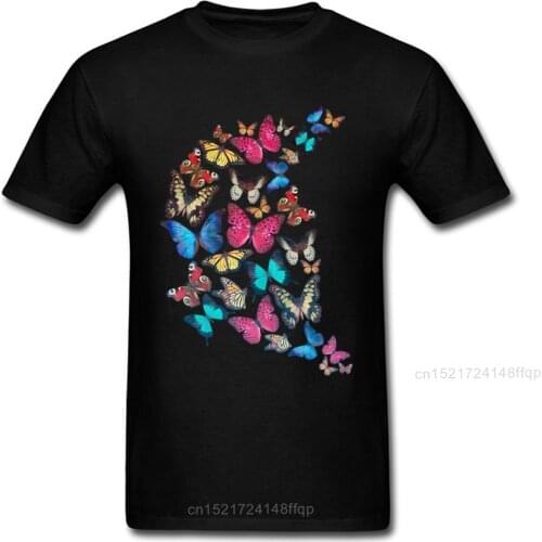 Same Way Butterflies T-shirt Print For Man T Shirt Black Tshirts Cotton Fabric Tops & Tees Oversized Clothes Adult Top Quality