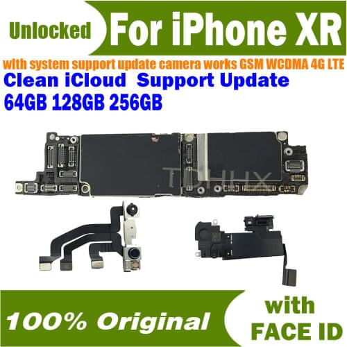 Logic Board Replace Unlocked With Without Face ID for iPhone XR Camera Works with System 64G 128G 256G Motherboard Lte Network