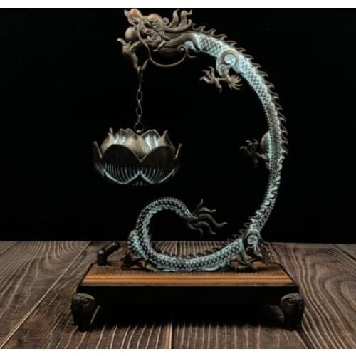 China brass seiko dragon Hanging Incense burner crafts statue