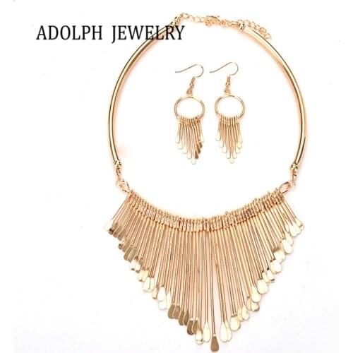 ADOLPH Jewelry for Women Vintage Accessories Palace Multiple Layers Alloy Tassel Jewelry Set Choker Necklace and Earrings