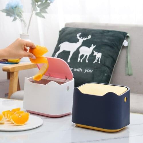 Creative Mini Cute Waste Bin Desktop Small Trash Can With Lid Garbage Organizer Detachable Press-type Cover Desk Storage Bucket