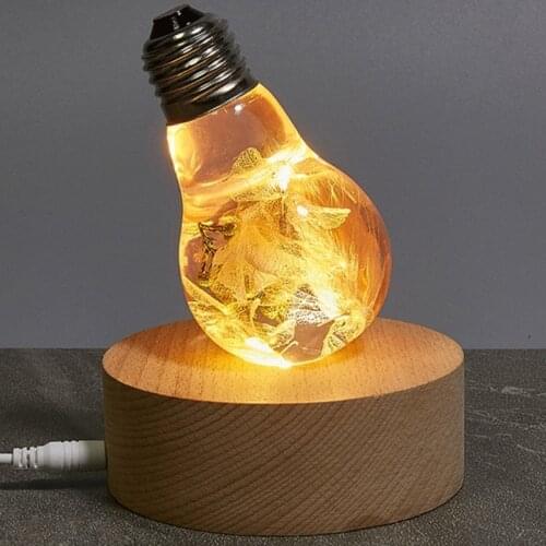 652F Solid Wood Cylindrical LED Night Light Base Crystal Crafts Glass Decoration Luminous Base Crafts Natural Wood Processing