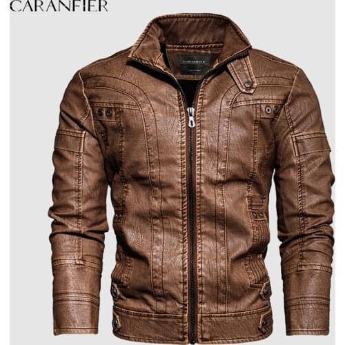 CARANFIER Mens Leather Jackets Men Jacket High Quality Classic Motorcycle Bike Cowboy Jackets Male Plus Velvet Thick Coats M-5XL