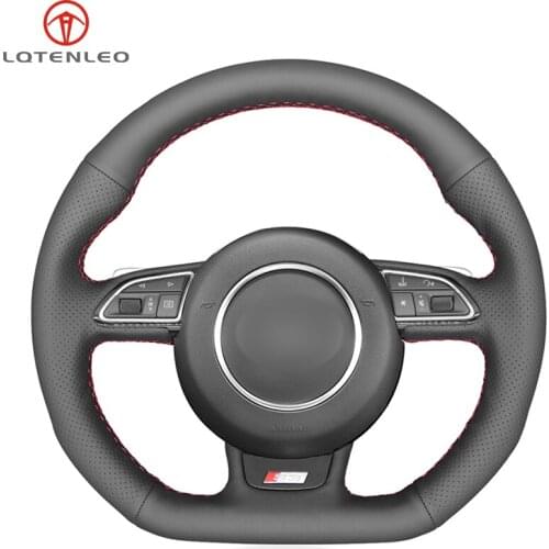 LQTENLEO Black Artificial Leather DIY Hand Car Steering Wheel Cover For Audi A5 A7 RS7 S7 SQ5 S6 S5 RS5 S4 RS4 S3 2012-2018