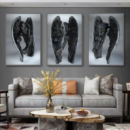 Metal Figure Statue Art Canvas Paintings Abstract Posters and Prints Wall Pictures Modern Interior Decorative Painting for Home