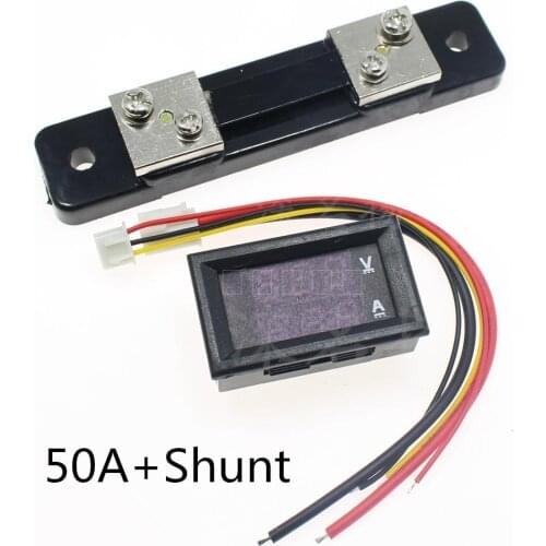 Mini 0.28inch LED Digital Voltmeter Ammeter DC 100V 50A Volt Ampere Meter Amperemeter Voltage Indicator Tester with shunt