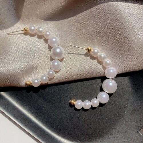 Fashion Big Small Pearl Earrings For Women Elegant Wedding Engagement Stud Earrings Charming Lady Jewelry Gift