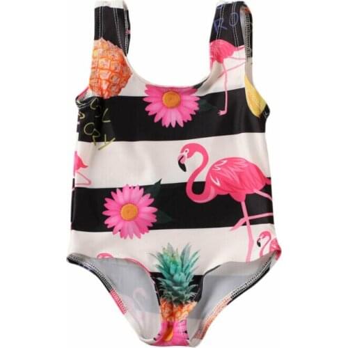 2020 Fashion Sweet Flamingo Newborn Baby Girls Kids Summer Swimsuit Swimwear Swimming Bathing Suit Beachwear