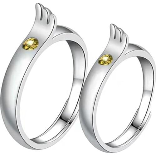 Couple Wing Matching Rings for Women Men Open Adjustable Couple Friendship Stackable Ring Sets Simple Ring Jewelry