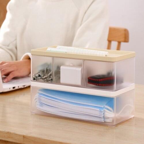 Desk Storage Box For Cosmetics Desktop Organizer Jewellery Accessories Mask Storage Box Mini Plastic Transparent Container
