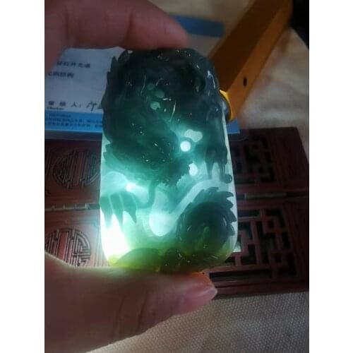 Natural Myanmar jade A HandCarved dragon jadeite jade emperor jade green jade pendant jade necklace pendants jewelry necklaces