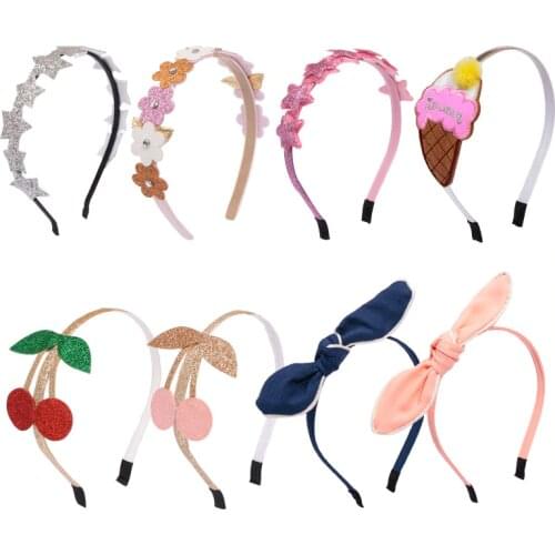 1Piece Lovely Glitter Hair Hoops Flower Star Cherry Shiny Hairbands Hair Accessories for Girls Princes Bow Headbands Kids Gift