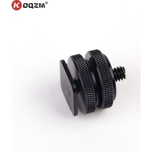 Pro 1/4" Dual Nuts Tripod Mount Screw Black To Flash Hot Shoe Adapter For Camera Studio Accessories