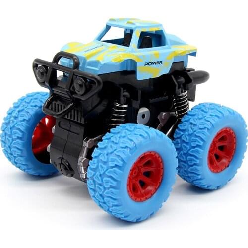 Blue Kid Inertia Car Mini Toy Children Truck Pull Back Play Vehicles Friction Powered Big Wheels Model