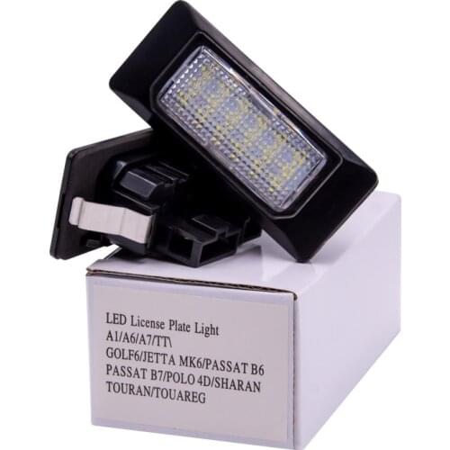 2pcs Canbus Car LED License Plate Light for Audi A1 A6 A7 TT Volkswagen VW Golf 6 Passat B6 B7 Polo 4D Jetta MK6 Touran Touareg