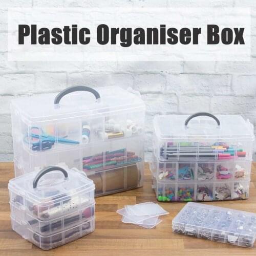 3 Layers 18-30 Grid Jewelry Craft Bead Box Box Plastic Storage Box Box Compartment Box Transparent Storage And Sorting Tools