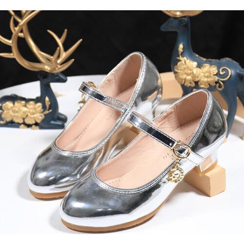 ULKNN Girls High Heel Shoes For Girls Princess Shoes Children Girl Spring Sequin Leather Shoe Kids Party Wedding Glitter Crystal