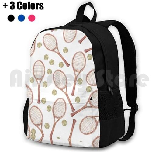 Pattern " Tennis Racket With Tennis Ball " Outdoor Hiking Backpack Riding Climbing Sports Bag Racket Ball Court Green Yellow