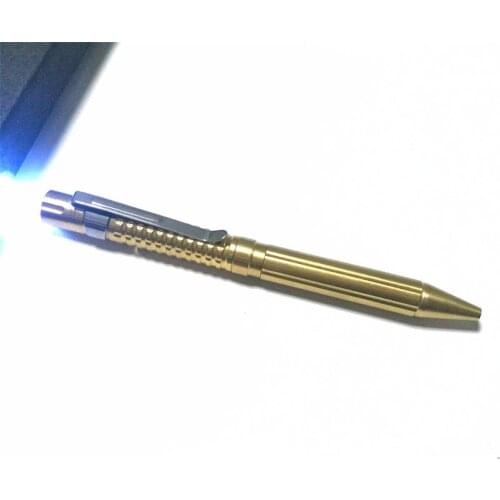 High Quality EDC Hand Brass Pen With Pen Holder Pencil Pen With LED Light Full Copper Metal Pen with LED lights Multi Tools