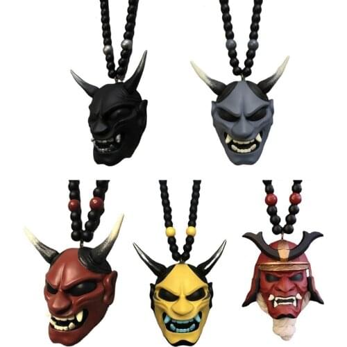 Japanese Kijin Hanging Ornament Car Decor Charm Auto Accessories Auto Accessories Mask Ghost Head Ethnic Style Car Pendant Car