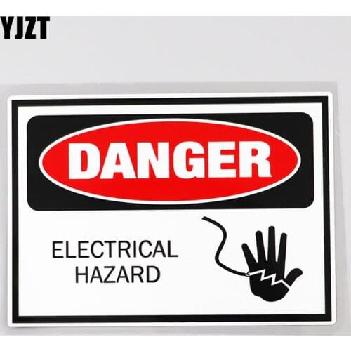 YJZT 13.2CM×9.4CM Electrical Hazard Danger Warning Decal PVC Car Sticker 12C-0149