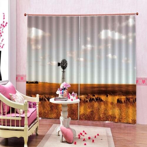 Farmhouse Mountain Landscape with Sheep Grassland Image Curtain Large Window For Living room Bedroom Blackout Drapes Indoor Sets