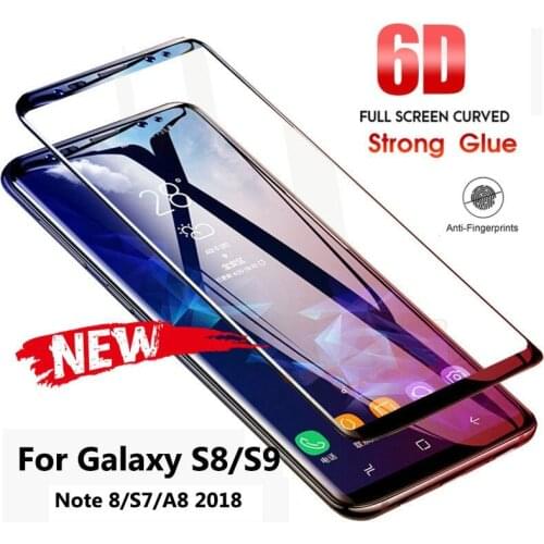 6D Full Curved Tempered Glass For Samsung Galaxy S9 S8 Plus Note 8 Screen Protector For Samsung A8 2018 S7 Edge Protective Film