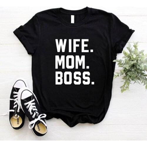 WIFE MOM Letters Print Women tshirt Gothic Short sleeve Black tops Loose Casual Funny tops Spoof anime figure Harajuku T-shirt