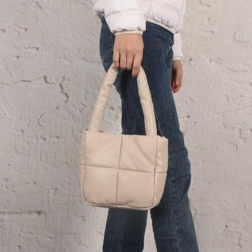 Women Bag Winter PU Bucket Casual Solid Zipper Soft Handbag Shoulder Bag Korean Ladylike Purses And Handbags Simple