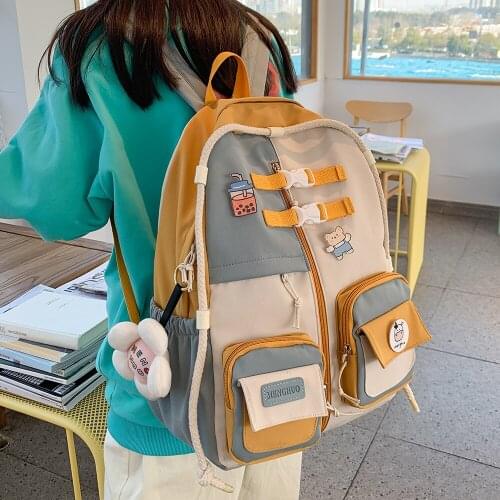 Women Satchel Cute Backpack Nylon Female Harajuku School Bag College Lady Kawaii Cartoons Backpack Fashion Book Girl Bag Student
