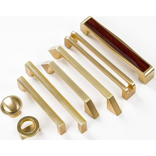 Gold Cabinet door handle drawer gold wood pattern modern cabinet wardrobe door pulls single round furniture knobs multi-type NEW