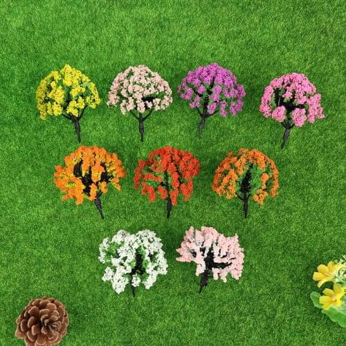 1Pc 1:87 Colorful Flower Model Train Flower Trees Ball Shaped Scenery Landscape Dollhouse Decoration Accessories