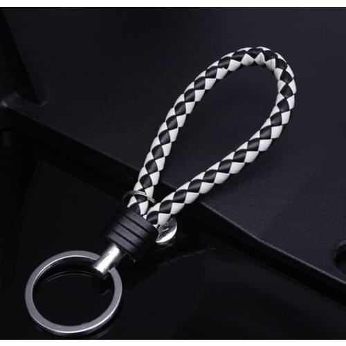 1 PCS PU Leather Braided Woven Rope keychain DIY Bag Pendant Key Holder Bag Car Trinket Keyring For Men Women Key Chains