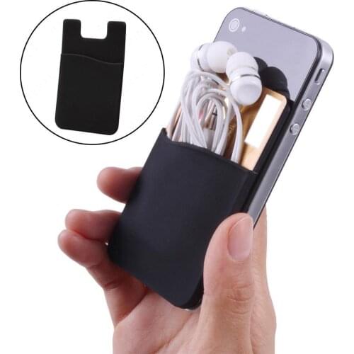 1PC Universal Phone Wallet Case Stick On ID Credit Card Holder Silicone Self-Adhesive Cellphone Pocket Sticker Card Bags Purse