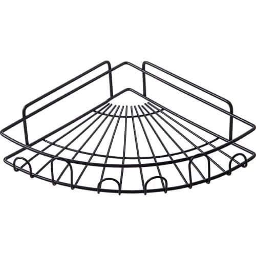 1pc Bathroom Drain Iron Shelf Free Punching Storage Rack Corner Wall Hanging Holder