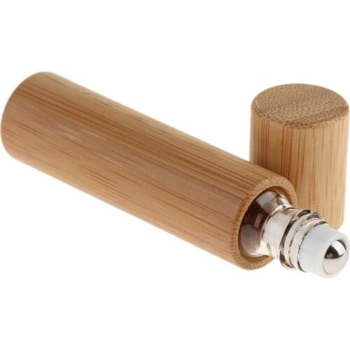 10ml Natural Bamboo Refillable Empty Essential Oil Perfume Fragrance Scent Steel Roller Ball Bottle for Home Travel Salon