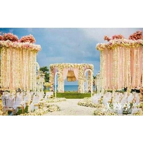 100Pcs/lot 200 cm White Simulation Hydrangea Flower Artificial Silk Wisteria Vine for Wedding Home Decoration free shipping