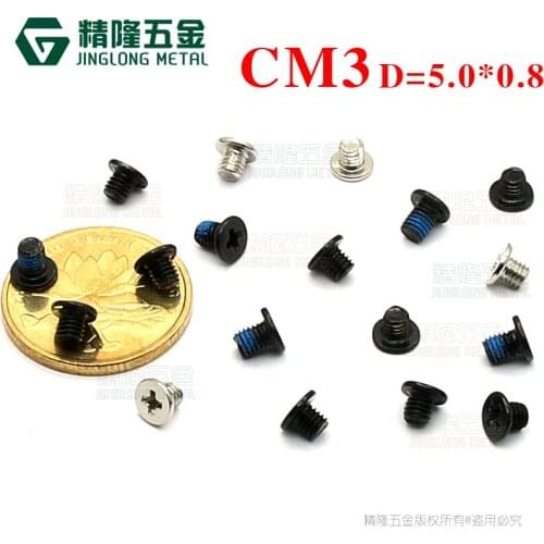 100pcs Thin head (wafer head) philips machine screws nickel plated computer repair screw CM3