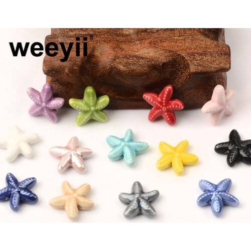 18mm Color Starfish Ceramic Beads Loose Ceramics Beads For Jewelry Making Bracelets Necklaces Accessory
