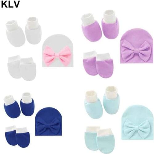 3Pcs/set Baby Socks Gloves Hat Set Anti-scratch Breathable Elasticity Protection Face Mittens Newborn Shower Gift 0-3Month