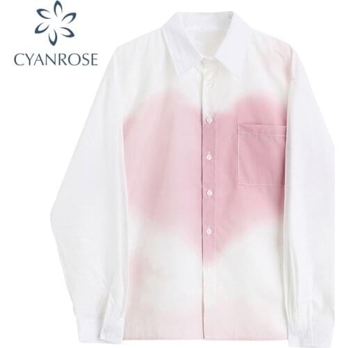 Fashion Heart Print Long Sleeve Blouses Women Korean Casual Turn-down Collar 2021 Summer Oversize Harajuku Shirt Female Tops