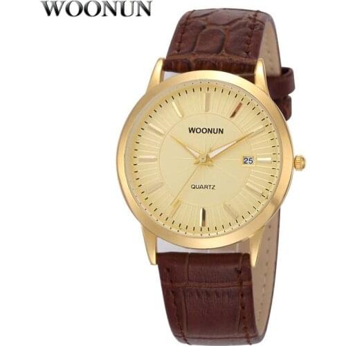 Men Gold Watches Fashion Business Men Watches Leather Band Auto Date Quartz Wristwatches Thin Mens Watches Relogio Masculino