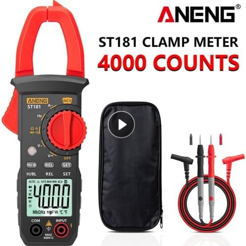 Digital Clamp Multimeter ST181 DC/AC Current Clamp Meter 4000 Count Plier Ammeter Car Amp Hz Capacitance NCV Ohm Tester Multimet