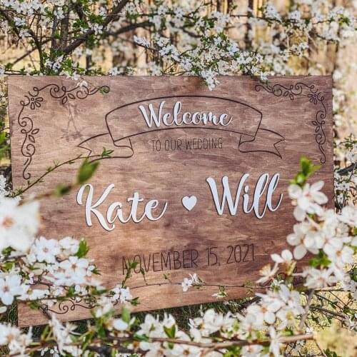 Personalized Wedding Wooden Welcome Sign,Rustic Wedding,3D Wooden Sign,Romantic Wedding Welcome Sign,Double-layer Board