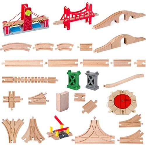Beech Wooden Train Track Parts All Kinds of Wooden Railway Tracks Accessories Fit Biro All Brands Wood Tracks Toys for Kids