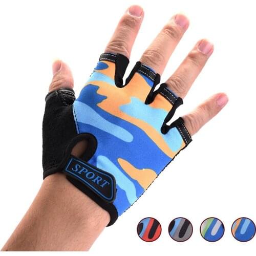 Child Cycling Camouflage Childrens Half Finger Bicycle Gloves High Elastic Non-slip Bike Gloves Riding Equipment